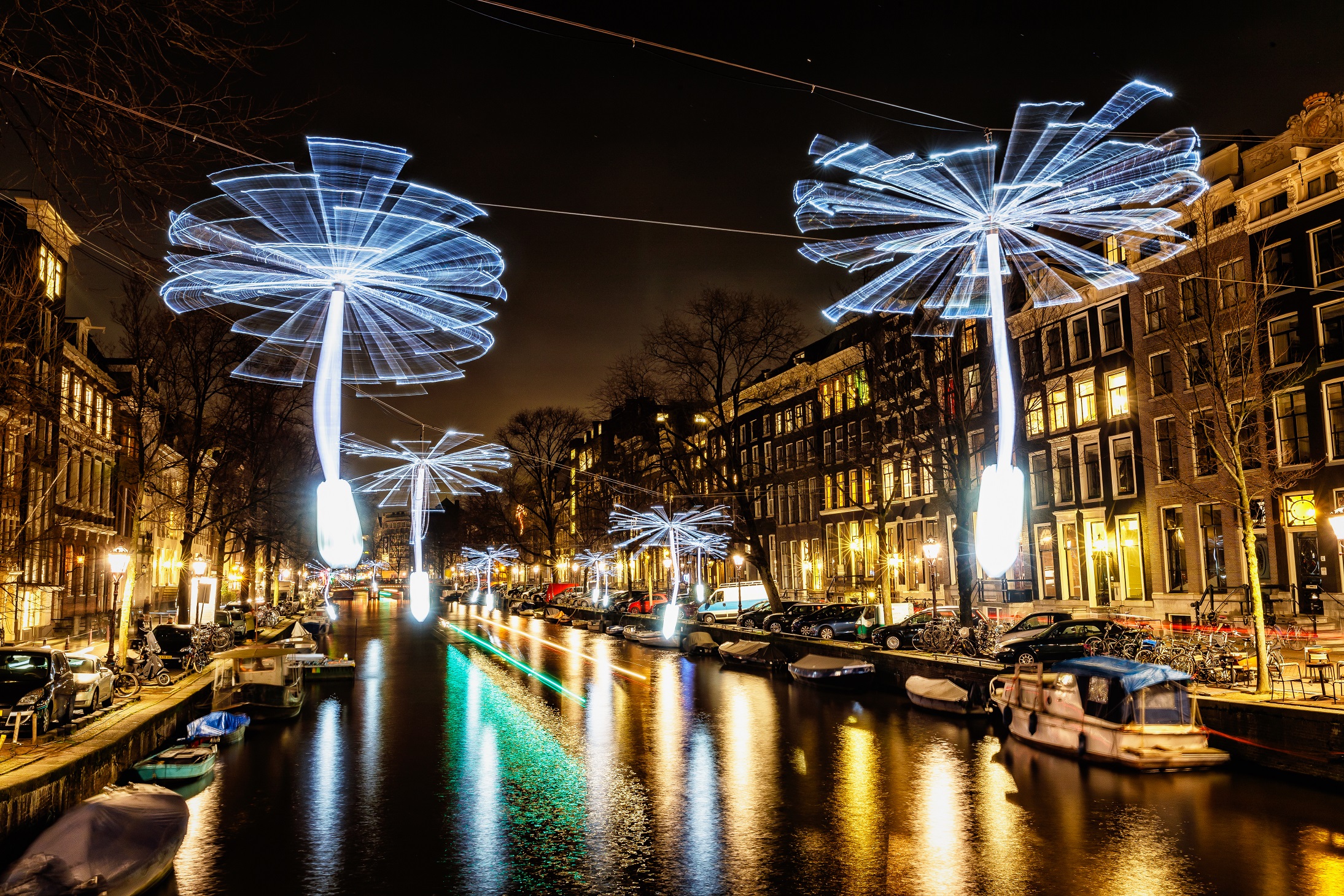light installations in amsterdam in the dark