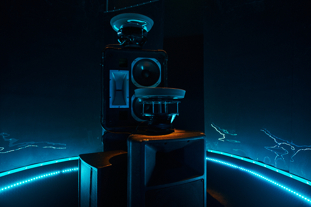 Sound system in a dark room