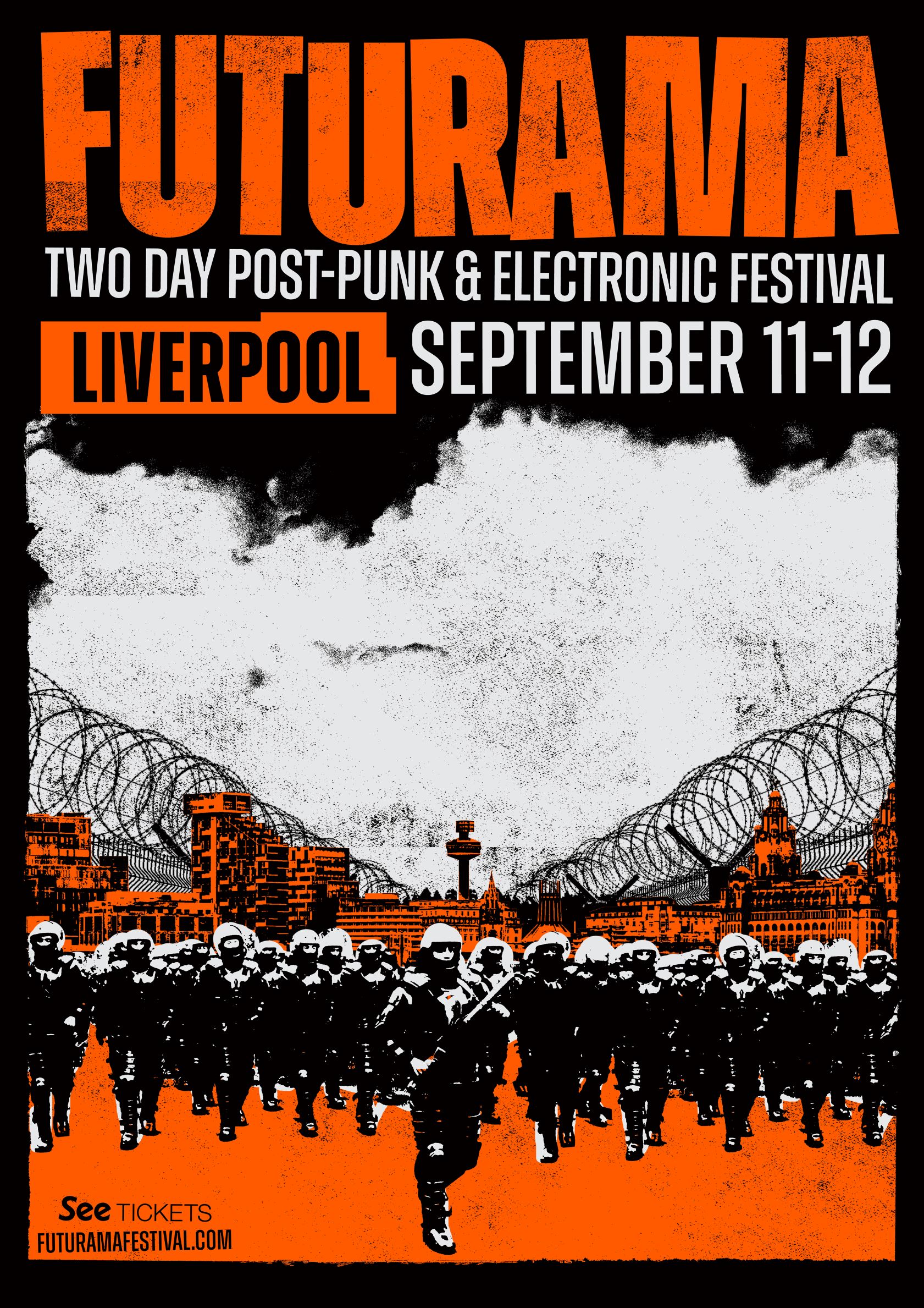 futurama festival poster in orange and black