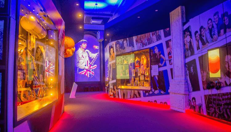 british music experience inside the venue showing exhibits