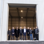 BBC, film office staff and LCC councillors stoof in the doorway of the depot