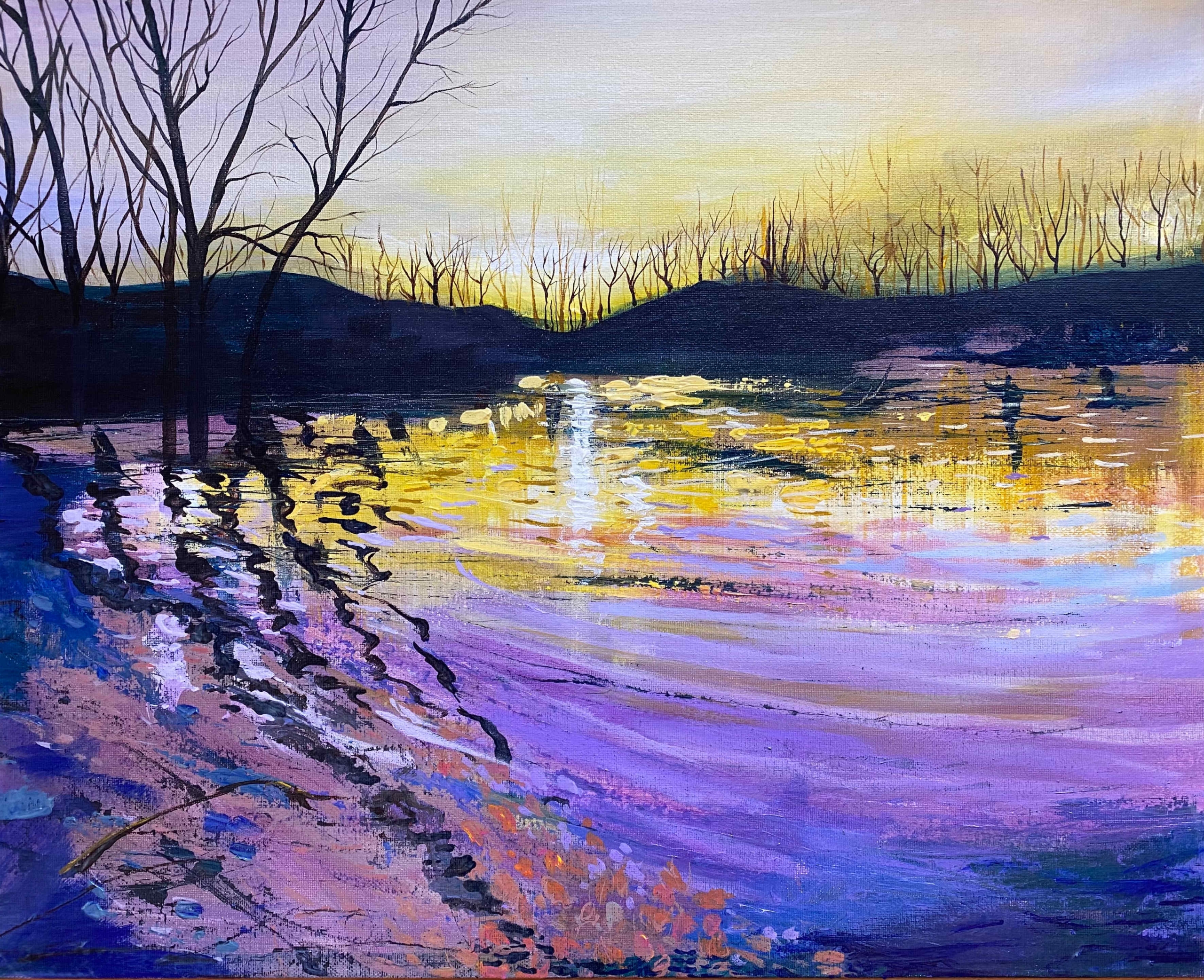 sunrise image over water by artist natalie gilmore