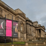 world museum in liverpool with banners outside front of museum where the slavery plaque will be