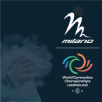 black block, world championhips gymnastics logo with milano logo above