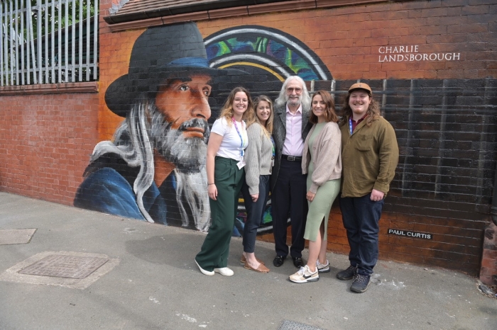 Artist Paul Curtis’ new mural of Charlie Landsborough officially unveiled in a special ceremony in North Birkenhead