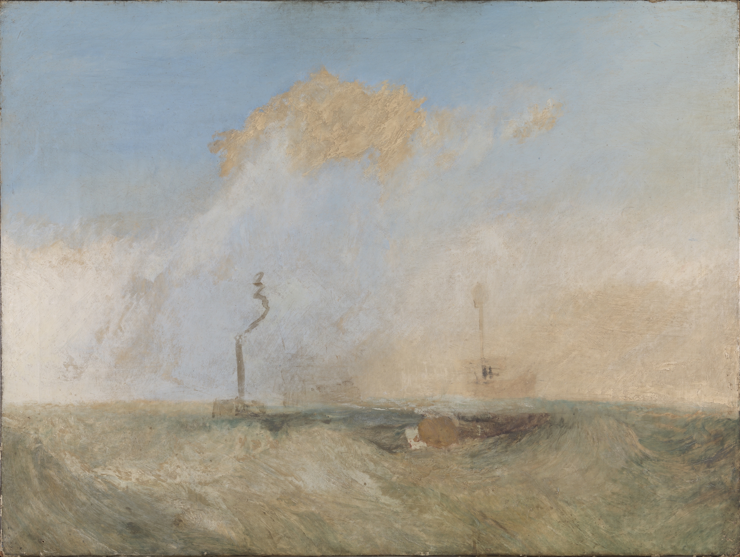 steamer and lightship a study for the fighting temeraire painting by tm turner