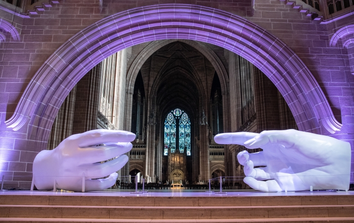 Giant Hands Reach Out to Visitors as Liverpool Cathedral Unveils ‘Being Human’ Exhibition