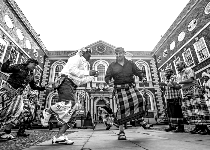 The Al Awadhel Band perform in the main courtyard at the Bluecoat