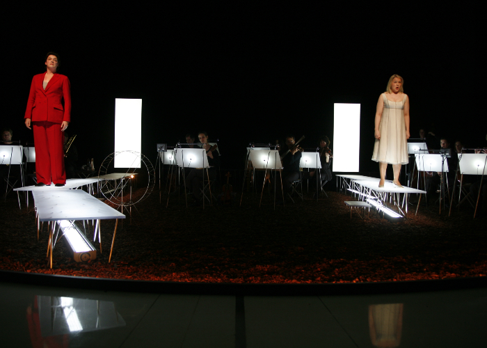 two females performing on stage