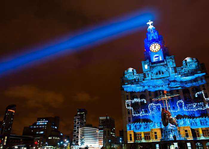 Macular projection on the Royal Liver Building