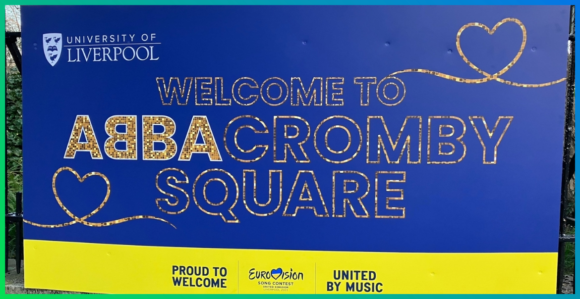 Abercromby Square becomes 'ABBAcromby Square' for Eurovision 2023.