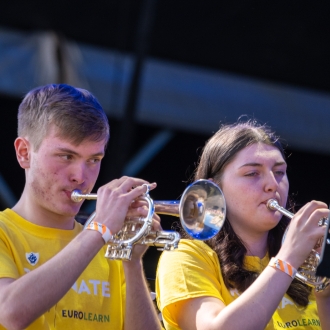 EuroBrass performing on the Eurovision Village stage.