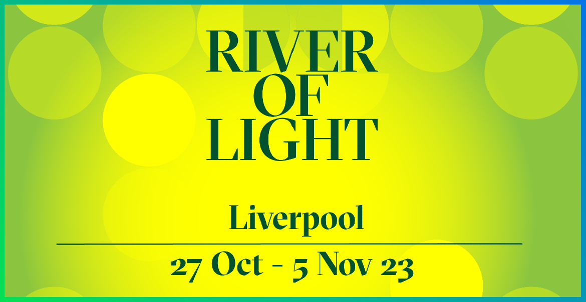 River of Light 2023 artwork featuring green and yellow colours.