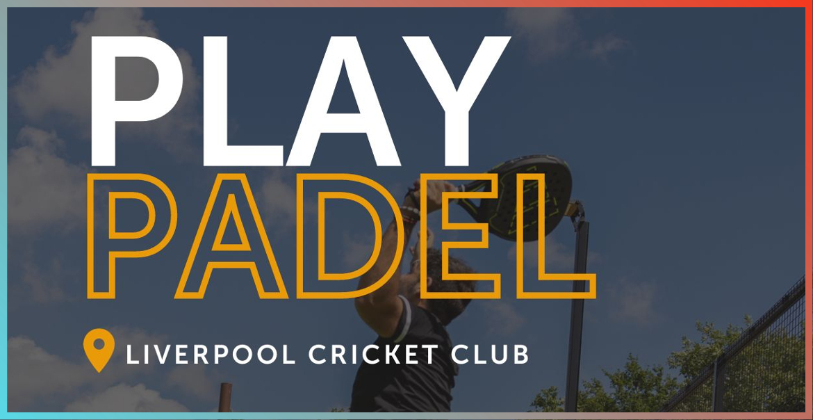 Graphic artwork featuring an image of someone playing padel and text "PLAY PADEL"