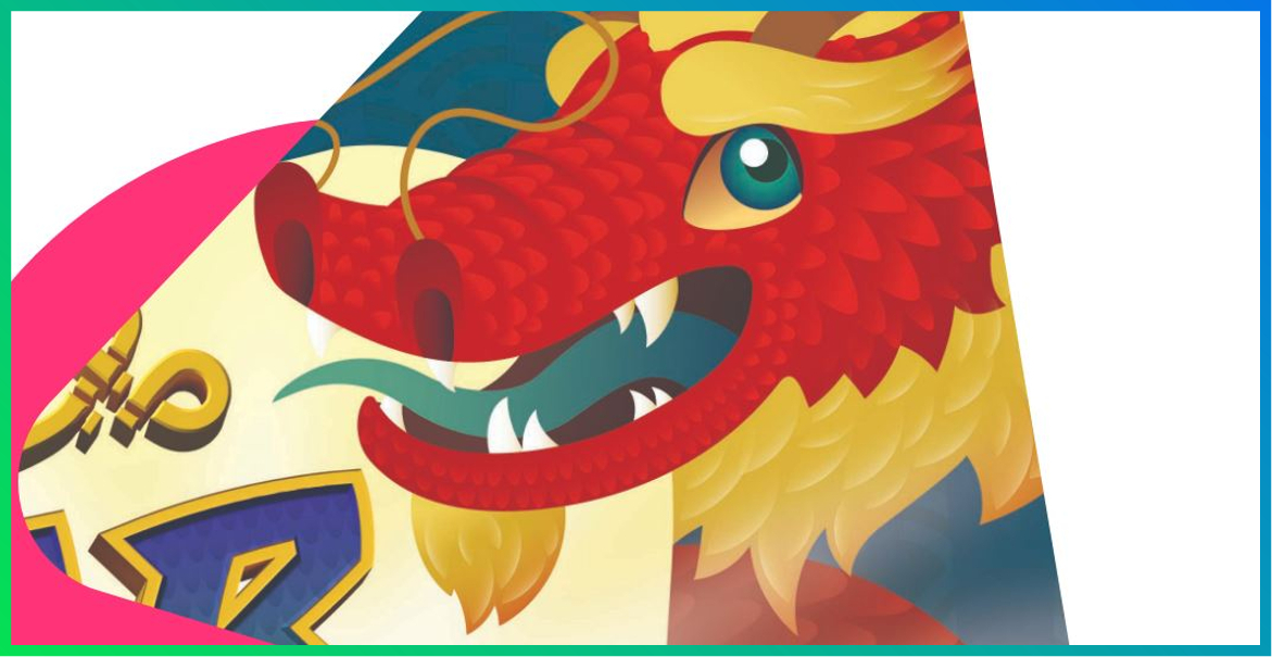 a colourful dragon illustration celebrating Lunar New Year