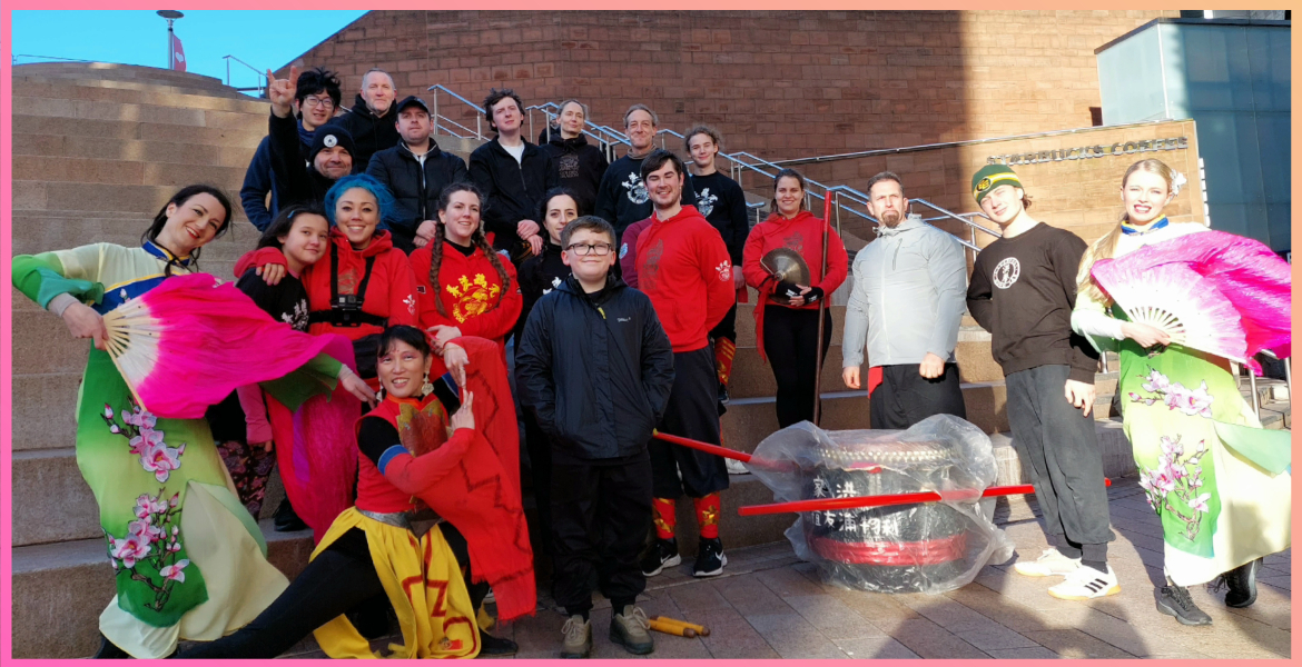 group of people from Movema and Hung Gar Kung Fu in Liverpool posing for a photograph