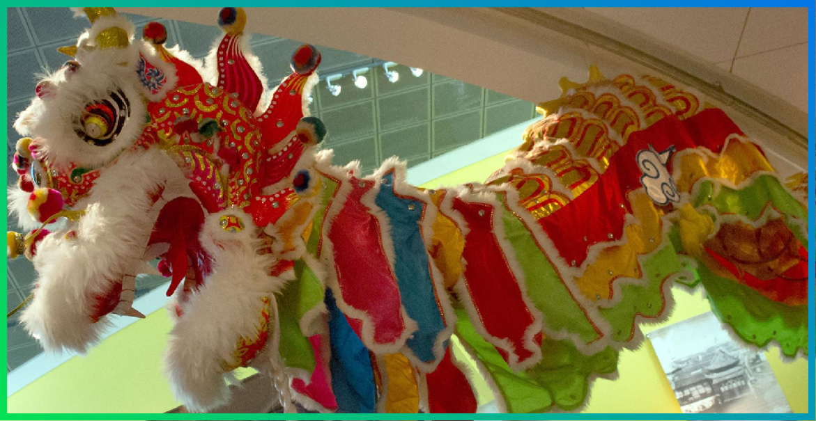 A Chinese dragon puppet.