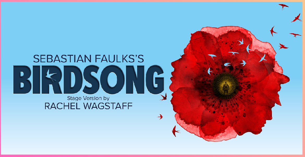Graphic artwork poster for Birdsong featuring a red poppy.