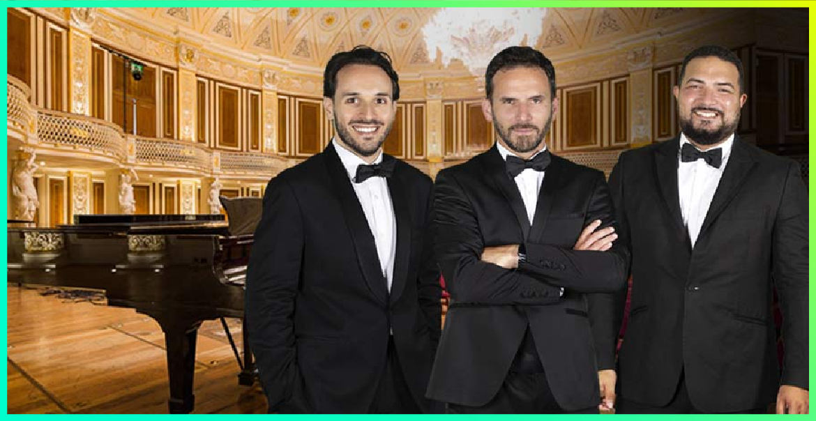 The Three Tenors standing in St George's Hall.