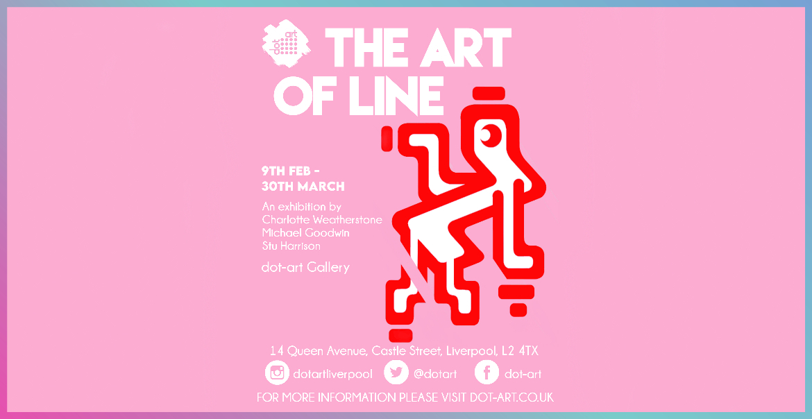 The Art of Line graphic artwork a pink background and white text.