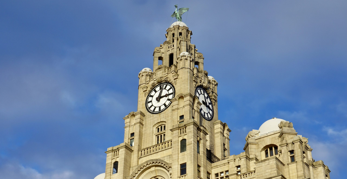 An image of the Royal Liver Bulding on a sunny day