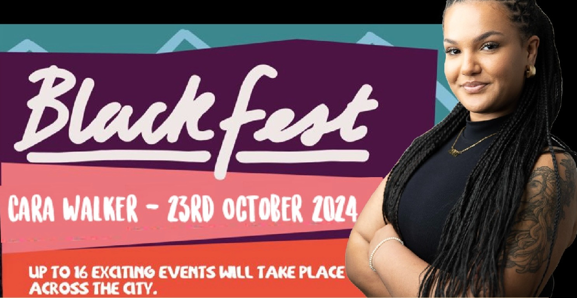 Promotional poster for Blackfest 2024 featuring an image of a woman