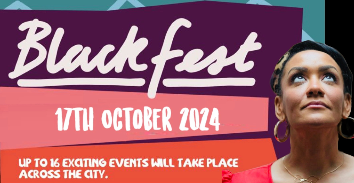 Promotional poster for Blackfest 2024 featuring an image of a woman