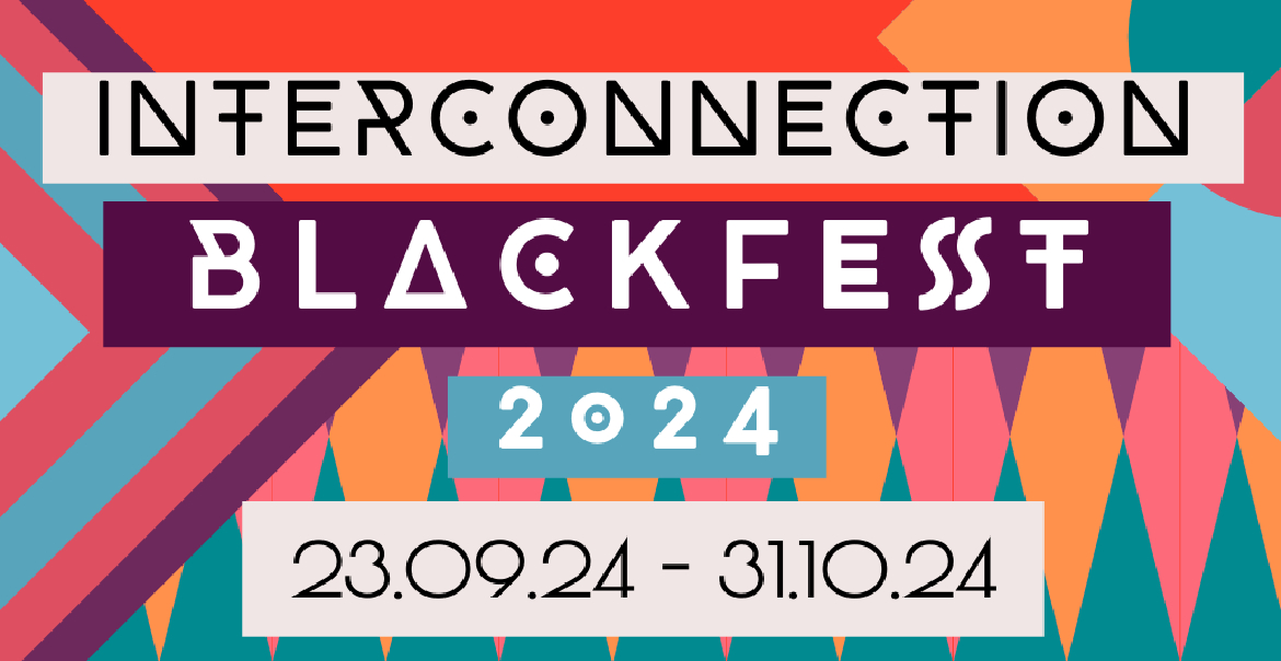 Graphic artwork for Blackfest 2024 featuring colourful shapes and patterns.