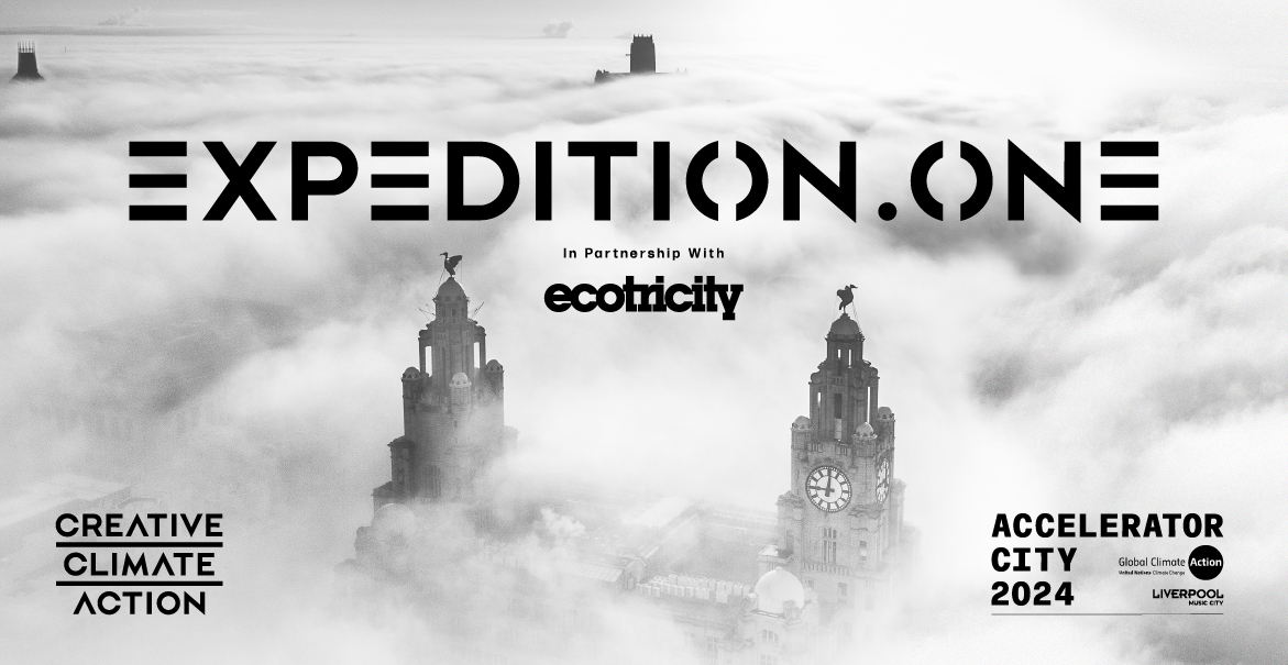 Expedition One poster displaying a stunning city skyline backdrop, symbolizing adventure and discovery.